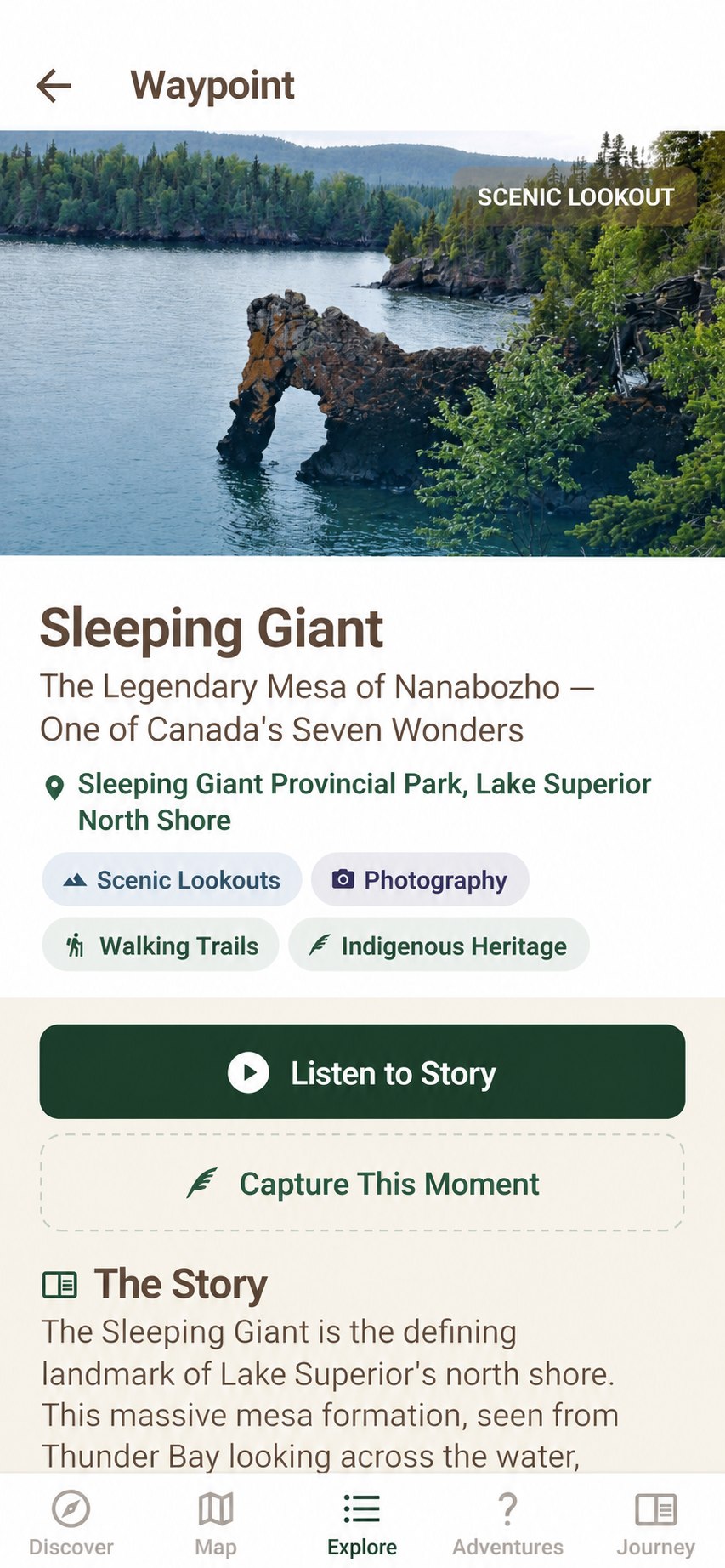 Heritage Explorer waypoint — Sleeping Giant